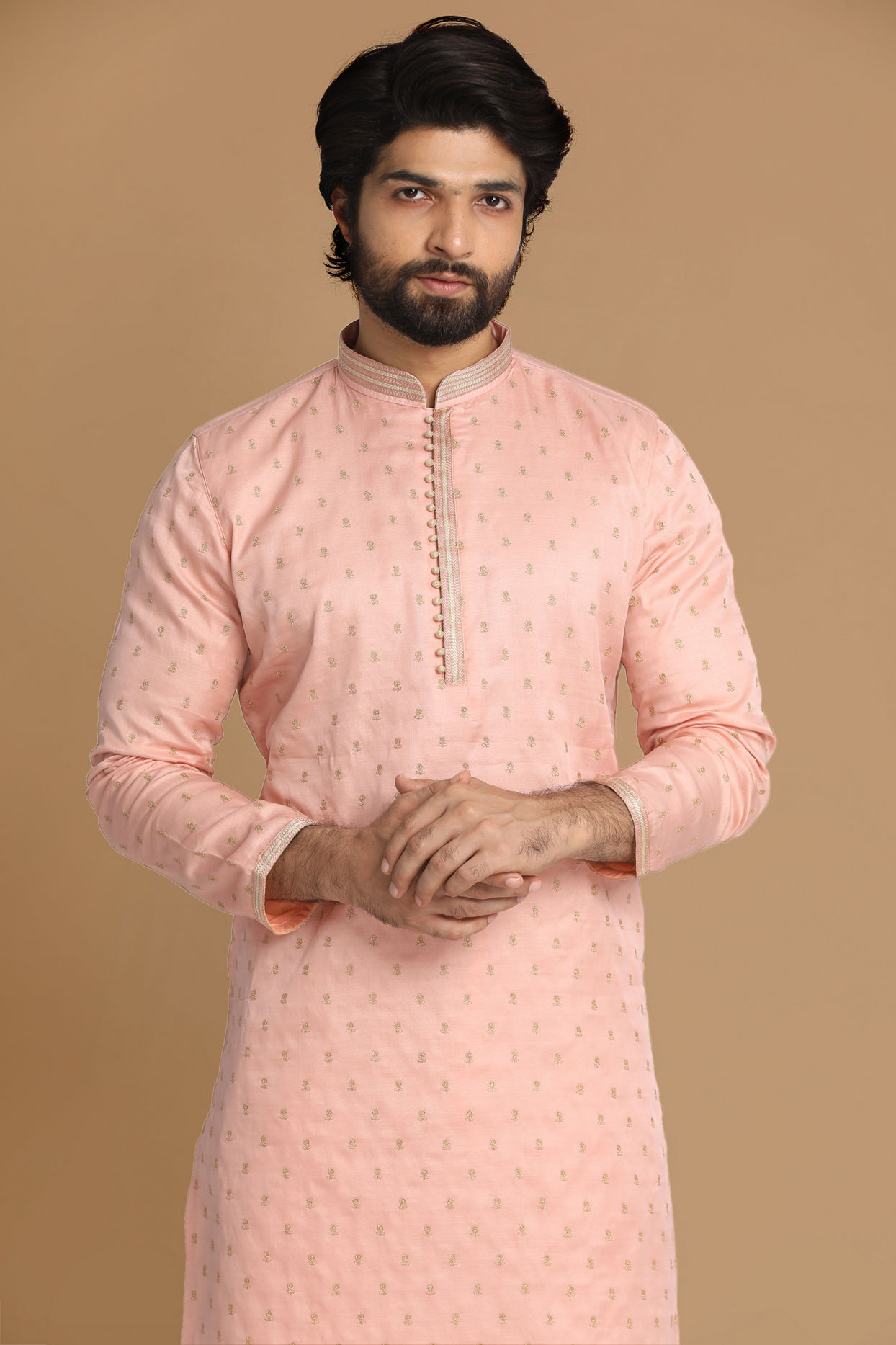Light Pink Kurta Pajama With Minimalist Motifs image number 0